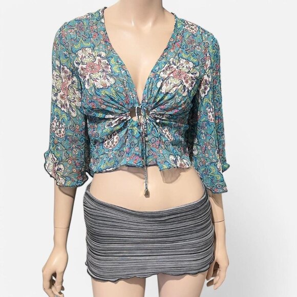 Vintage crop top blouse fits size M - Picture 1 of 4